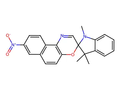 1,3,3-trimethyl-8'-nitro-1,3-dihydrospiro[indole-2,3'-naphtho[2,1-b][1,4]oxazine] structure