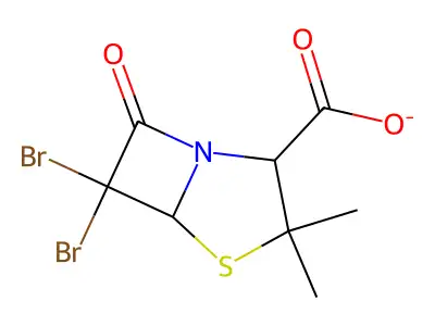 6,6-Dibromo-3,3-dimethyl-7-oxo-4-thia-1-azabicyclo[3.2.0]heptane-2-carboxylate structure