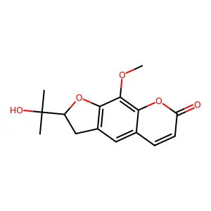 2-(2-Hydroxypropan-2-yl)-9-methoxy-2,3-dihydrofuro(3,2-g)chromen-7-one structure