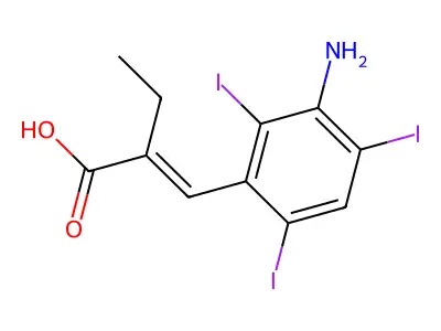 2-[(3-Amino-2,4,6-triiodophenyl)methylene]butanoic acid structure