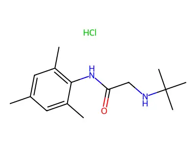Acetamide, 2-((1,1-dimethylethyl)amino)-N-(2,4,6-trimethylphenyl)-, monohydrochloride structure