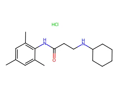 Propanamide, 3-(cyclohexylamino)-N-(2,4,6-trimethylphenyl)-, monohydrochloride structure