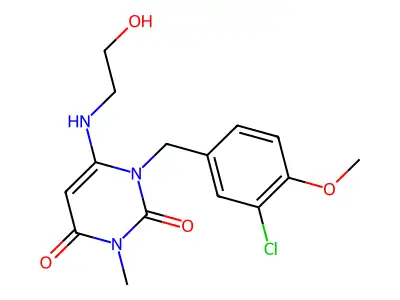 2,4(1H,3H)-Pyrimidinedione, 1-((3-chloro-4-methoxyphenyl)methyl)-6-((2-hydroxyethyl)amino)-3-methyl- structure