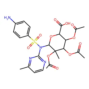 Sulfamerazine-N1-(methyl 2,3,4-tri-O-acetyl-beta-D-glucuronide) structure