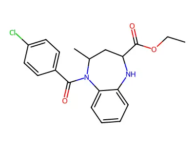 1H-1,5-Benzodiazepine-2-carboxylic acid, 2,3,4,5-tetrahydro-5-(4-chlorobenzoyl)-4-methyl-, ethyl ester structure