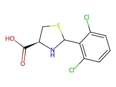 2-(2,6-Dichlorophenyl)-1,3-thiazolidine-4-carboxylic acid structure