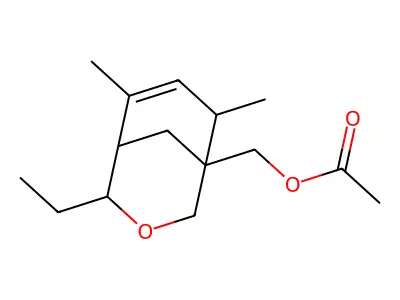 (4-Ethyl-6,8-dimethyl-3-oxabicyclo[3.3.1]non-6-en-1-yl)methyl acetate structure