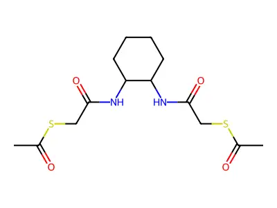 rac trans-1,2-Bis(thioacetateacetamido)cyclohexane structure