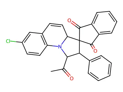 1'-Acetyl-7'-chloro-1',2'-dihydro-2'-phenylspiro[2H-indene-2,3'(3'aH)-pyrrolo[1,2-a]quinoline]-1,3-dione structure