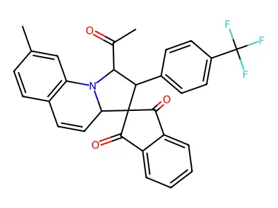 1'-acetyl-8'-methyl-2'-[4-(trifluoromethyl)phenyl]-1',2'-dihydro-3a'H-spiro[indene-2,3'-pyrrolo[1,2-a]quinoline]-1,3-dione structure