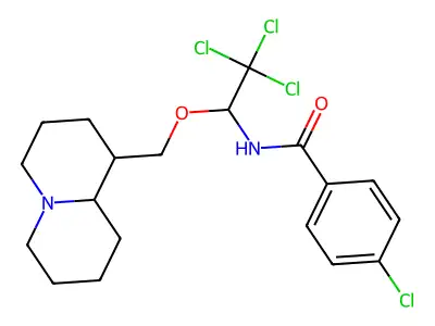 4-Chloro-N-[2,2,2-trichloro-1-[(octahydro-2H-quinolizin-1-yl)methoxy]ethyl]benzamide structure