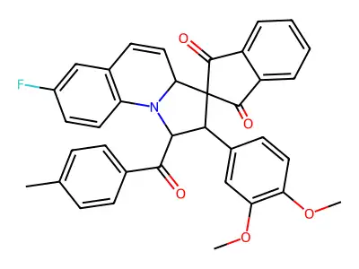 2'-(3,4-Dimethoxyphenyl)-7'-fluoro-1',2'-dihydro-1'-(4-methylbenzoyl)spiro[2H-indene-2,3'(3'aH)-pyrrolo[1,2-a]quinoline]-1,3-dione structure