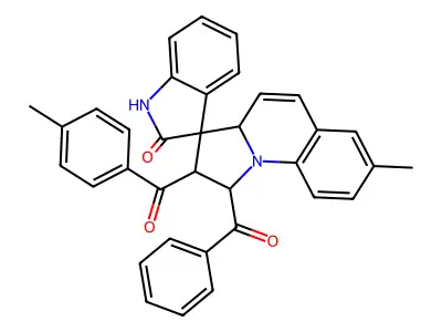 7'-methyl-2'-[(4-methylphenyl)carbonyl]-1'-(phenylcarbonyl)-1',2'-dihydro-3a'H-spiro[indole-3,3'-pyrrolo[1,2-a]quinolin]-2(1H)-one structure