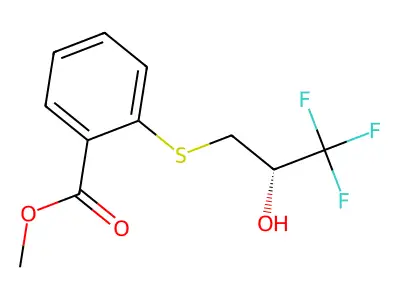 Methyl 2-[(3,3,3-trifluoro-2-hydroxypropyl)sulphanyl]benzenecarboxylate structure