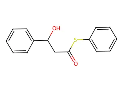 S-phenyl 3-hydroxy-3-phenylpropanethioate structure