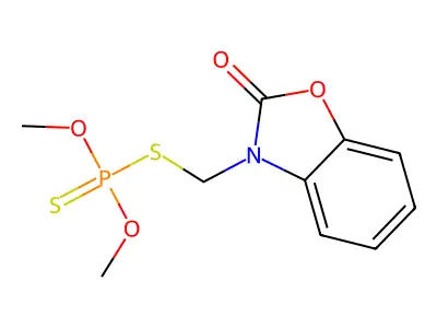 O,O-Dimethyl S-((2-oxo-3(2H)-benzoxazolyl)methyl) phosphorodithioate structure