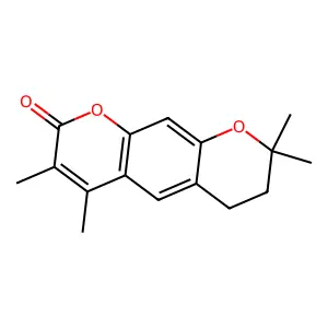 3,4,8,8-tetramethyl-7,8-dihydro-2H,6H-pyrano[3,2-g]chromen-2-one structure