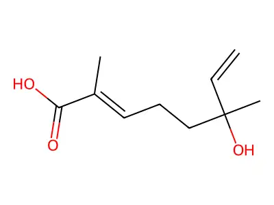 6-Hydroxy-2,6-dimethylocta-2,7-dienoic acid structure