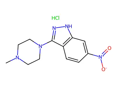 1H-Indazole, 3-(4-methyl-1-piperazinyl)-6-nitro-, monohydrochloride structure