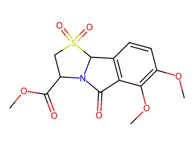 Thiazolo[2,3-a]isoindole-3-carboxylic acid, 2,3,5,9b-tetrahydro-6,7-dimethoxy-5-oxo-, methyl ester, 1,1-dioxide structure