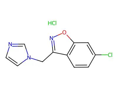 1,2-Benzisoxazole, 6-chloro-3-(1H-imidazol-1-ylmethyl)-, monohydrochloride structure