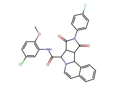 8H-Pyrrolo[3',4':3,4]pyrrolo[2,1-a]isoquinoline-8-carboxamide, N-(5-chloro-2-methoxyphenyl)-10-(4-fluorophenyl)-8a,9,10,11,11a,11b-hexahydro-9,11-dioxo- structure