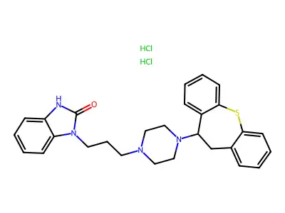 2H-Benzimidazol-2-one, 1,3-dihydro-1-(3-(4-(10,11-dihydrodibenzo(b,f)thiepin-10-yl)-1-piperazinyl)propyl)-, dihydrochloride, hydrate structure