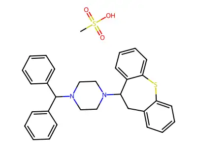 Piperazine, 1-(10,11-dihydrodibenzo(b,f)thiepin-10-yl)-4-(diphenylmethyl)-, monomethanesulfonate structure