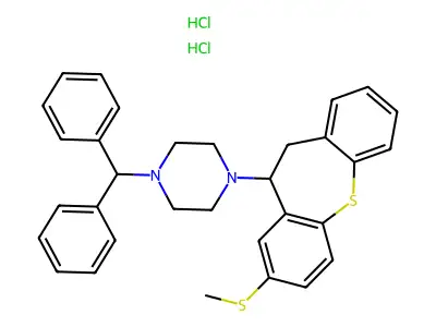 Piperazine, 1-(10,11-dihydro-8-(methylthio)dibenzo(b,f)thiepin-10-yl)-4-(diphenylmethyl)-, dihydrochloride structure