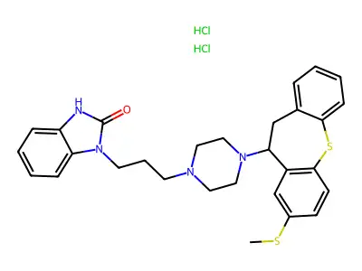 2H-Benzimidazol-2-one, 1-(3-(4-(10,11-dihydro-8-(methylthio)dibenzo(b,f)thiepin-10-yl)-1-piperazinyl)propyl)-1,3-dihydro-,dihydrochloride structure