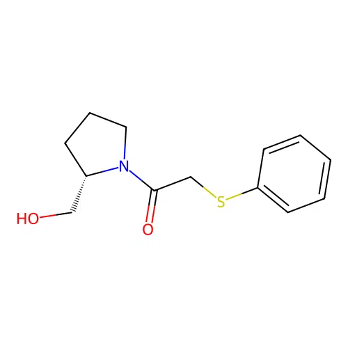 1-[(2S)-2-(hydroxymethyl)pyrrolidin-1-yl]-2-phenylsulfanylethanone structure