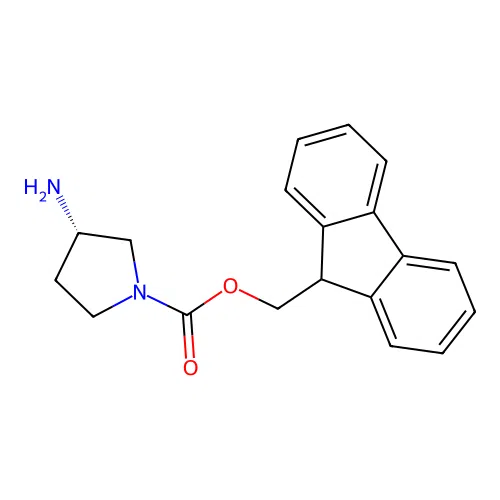 9H-fluoren-9-ylmethyl (3S)-3-aminopyrrolidine-1-carboxylate structure