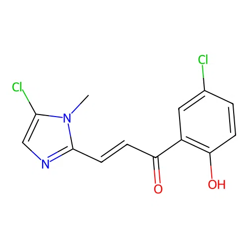 3-(5-chloro-1-methyl-1H-imidazol-2-yl)-1-(5-chloro-2-hydroxyphenyl)prop-2-en-1-one structure