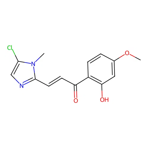 (2E)-3-(5-chloro-1-methyl-1H-imidazol-2-yl)-1-(2-hydroxy-4-methoxyphenyl)-2-propen-1-one structure