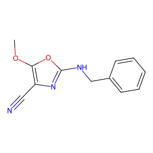 2-(Benzylamino)-5-methoxy-1,3-oxazole-4-carbonitrile structure
