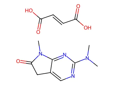 but-2-enedioic acid;2-(dimethylamino)-7-methyl-5H-pyrrolo[2,3-d]pyrimidin-6-one structure