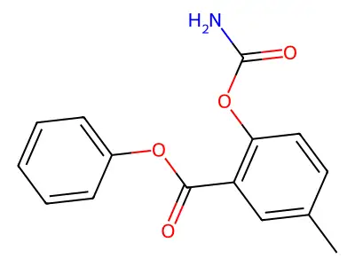 Benzoic acid, 2-((aminocarbonyl)oxy)-5-methyl-, phenyl ester structure