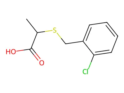 2-[(2-Chlorophenyl)methylthio]propanoic acid structure