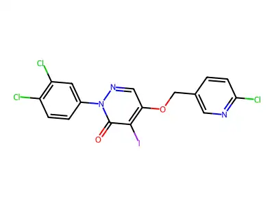 3(2H)-Pyridazinone, 5-((6-chloro-3-pyridinyl)methoxy)-2-(3,4-dichlorophenyl)-4-iodo- structure