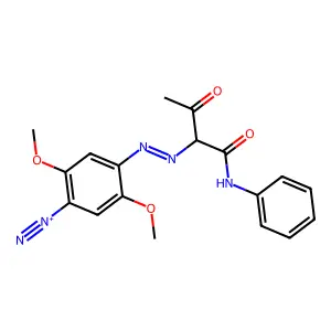 2,5-Dimethoxy-4-[2-[2-oxo-1-[(phenylamino)carbonyl]propyl]diazenyl]benzenediazonium structure
