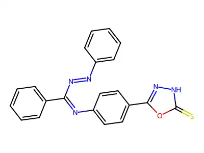 5-(4-((Phenyl(phenylazo)methylene)amino)phenyl)-1,3,4-oxadiazole-2(3H)-thione structure