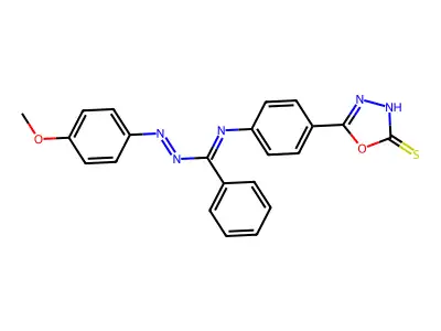 5-(4-((((4-Methoxyphenyl)azo)phenylmethylene)amino)phenyl)-1,3,4-oxadiazole-2(3H)-thione structure