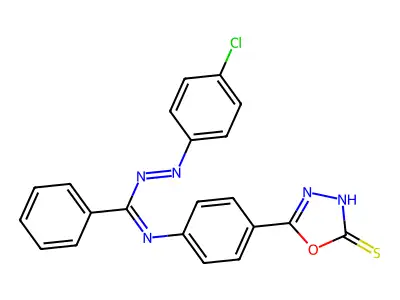 5-(4-((((4-Chlorophenyl)azo)phenylmethylene)amino)phenyl)-1,3,4-oxadiazole-2(3H)-thione structure