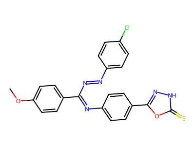 1,3,4-Oxadiazole-2(3H)-thione, 5-(4-((((4-chlorophenyl)azo)(4-methoxyphenyl)methylene)amino)phenyl)- structure