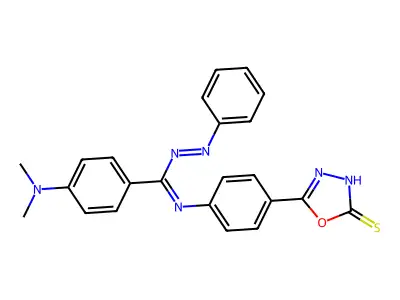 1,3,4-Oxadiazole-2(3H)-thione, 5-(4-(((4-(dimethylamino)phenyl)(phenylazo)methylene)amino)phenyl)- structure