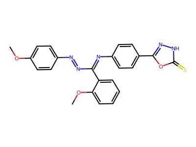 1,3,4-Oxadiazole-2(3H)-thione, 5-(4-(((4-methoxyphenyl)azo)((2-methoxyphenyl)methylene)amino)phenyl)- structure