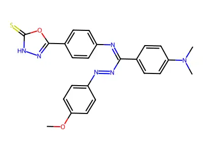 1,3,4-Oxadiazole-2(3H)-thione, 5-(4-(((4-(dimethylamino)phenyl)((4-methoxyphenyl)azo)methylene)amino)phenyl)- structure