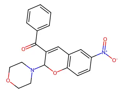 Methanone, (2-(4-morpholinyl)-6-nitro-2H-1-benzopyran-3-yl)phenyl- structure