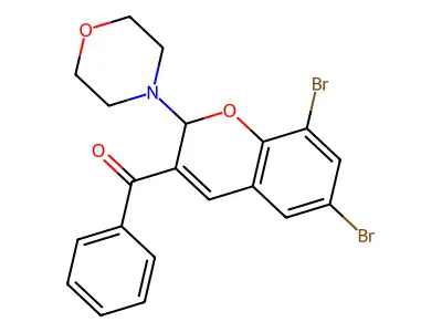 Methanone, (6,8-dibromo-2-(4-morpholinyl)-2H-1-benzopyran-3-yl)phenyl- structure