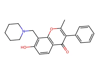 7-hydroxy-2-methyl-3-phenyl-8-(piperidin-1-ylmethyl)-4H-chromen-4-one structure